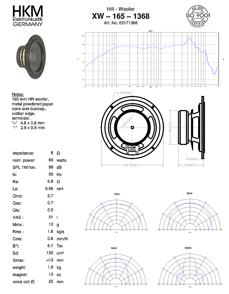  HKM: XW-165-1368 - hi-fi woofer